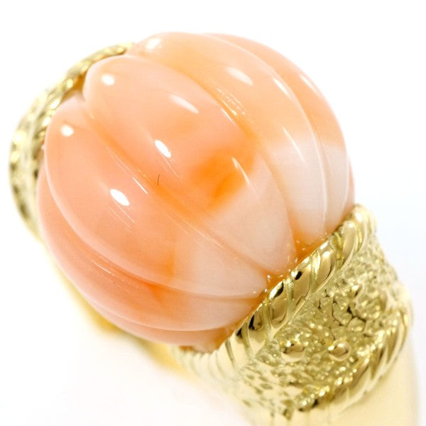 18K Yellow Gold Coral Ring for Women - Elegant Handmade Jewelry Gift for Birthday, Anniversary & Wedding - Perfect for Beach Weddings, Summer Parties & Boho Fashion