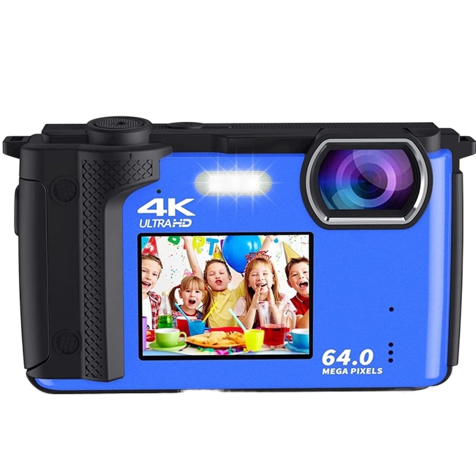 NMBHUS Dual Screen 64MP Digital Camera with 4K UHD Video, 16X Zoom, Vlogging Camcorder, Live Streaming Webcam - Includes 32GB SD Card & 2 Batteries - Perfect for YouTube, TikTok, Travel & Family Photography