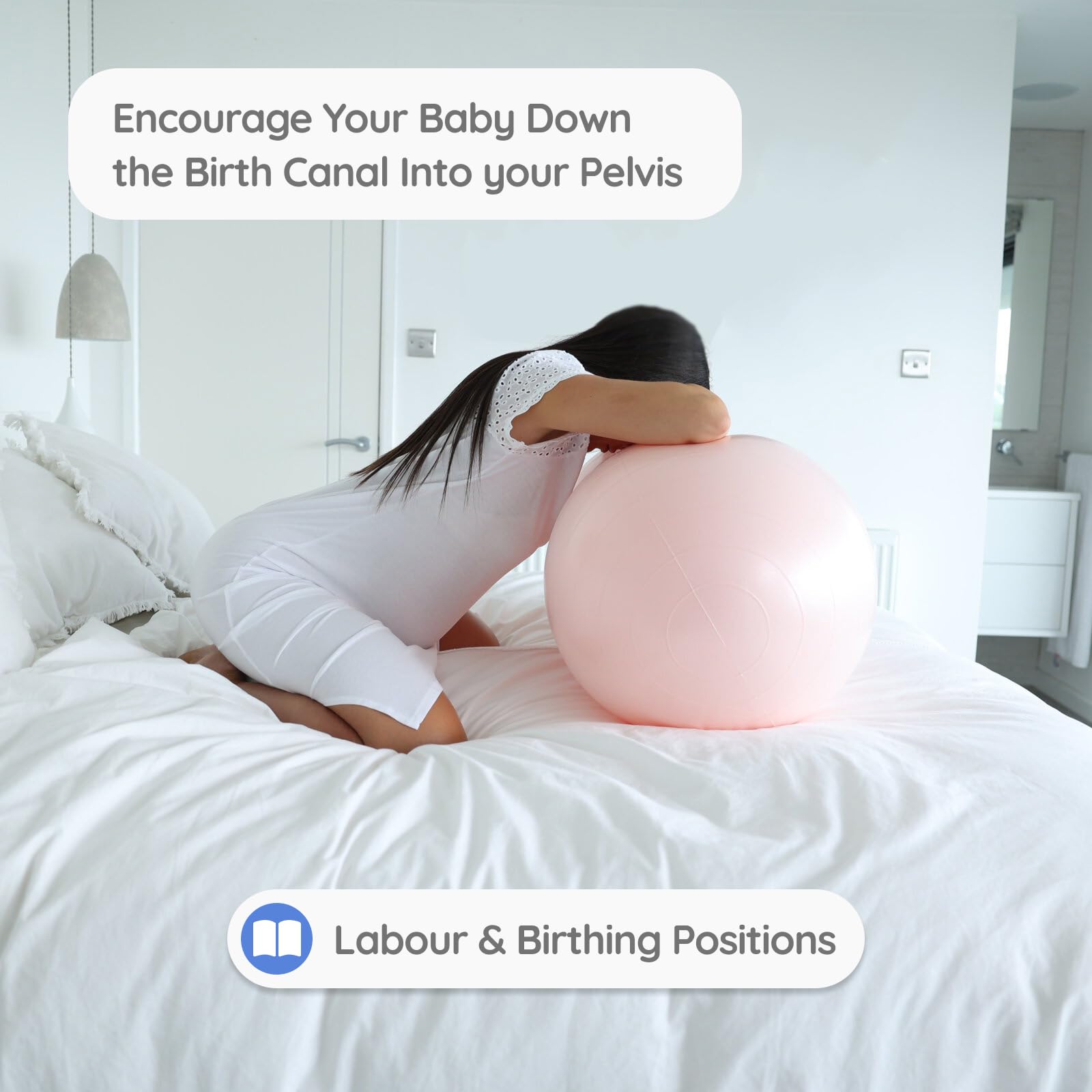 BABYGO® Peanut Ball for Labor & Delivery, Pregnancy Exercise Ball with Foot Pump & Maternity Guide Book | Anti-Burst Birthing Ball for Yoga, Physical Therapy & Postpartum Recovery | Perfect for Home, Hospital & Birth Center Use