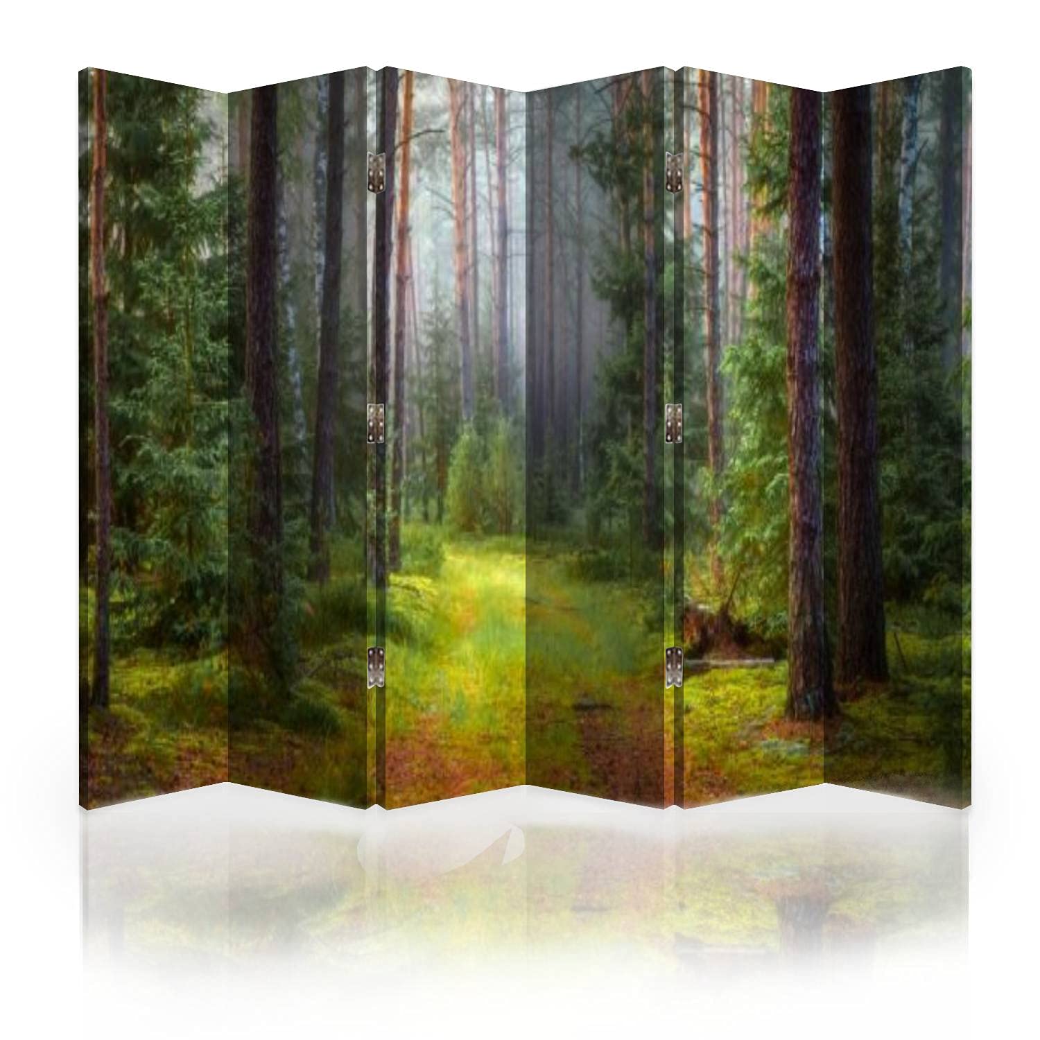 Nature Green Landscape Canvas Room Divider Screen - 6 Panel Folding Privacy Partition for Bedroom, Office & Living Space | Room Separator & Wall Decor