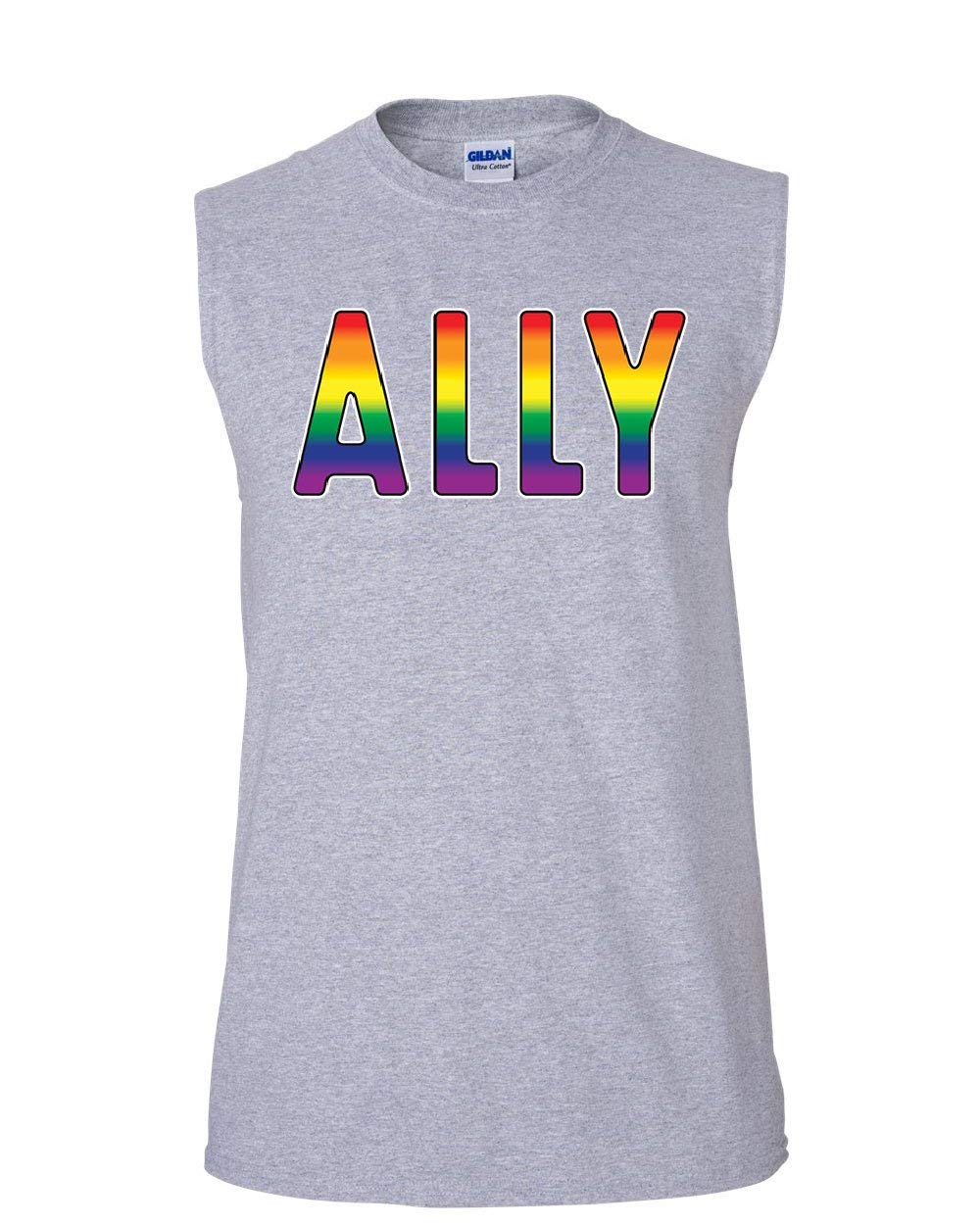 Gay Pride Ally Muscle Shirt - LGBT Support Tank Top for Men & Women - Rainbow Sleeveless Shirt for Same-Sex Marriage Equality - Perfect for Pride Parades, LGBTQ+ Events & Ally Support