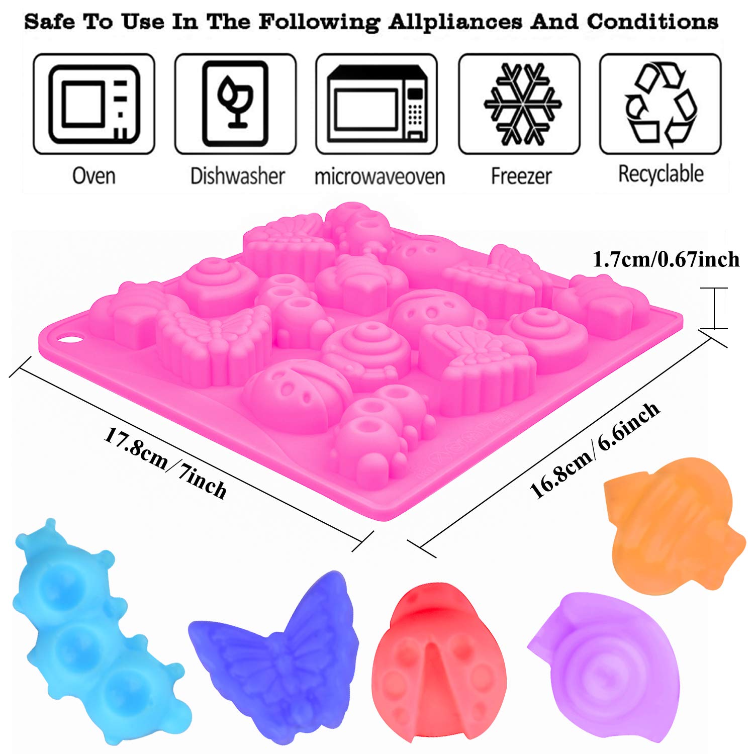 2 Pack 16-Cavity Butterfly Silicone Molds for Chocolate, Candy, Crayons & Jello - Fun Kids Baking & DIY Craft Supplies for Birthday Parties, Classroom Activities & Holiday Treats