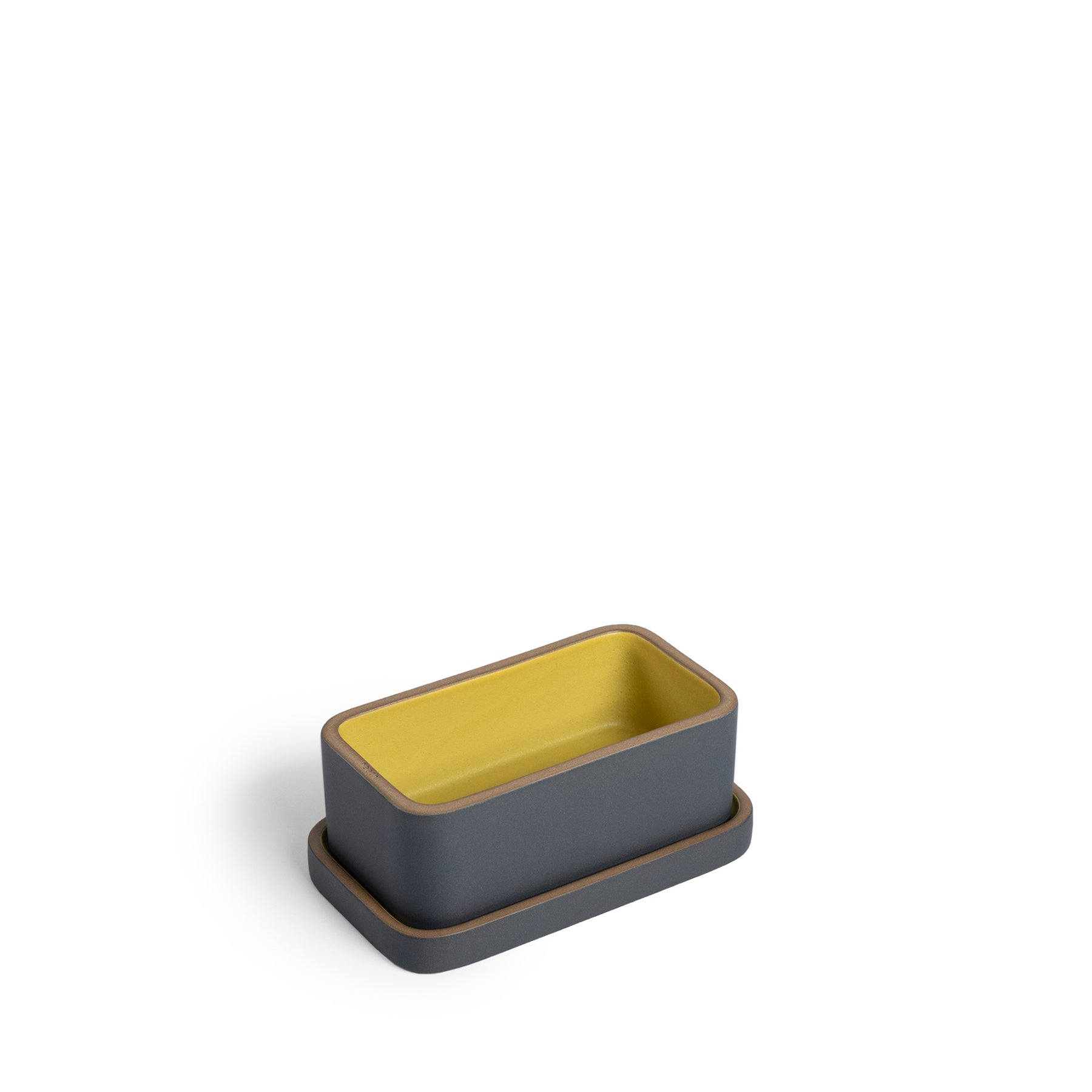 Ceramic Butter Dish with Lid - Ochre & Indigo Handmade Stoneware Butter Keeper for Kitchen Counter - Perfect for Dining Table, Breakfast Nook, and Farmhouse Decor