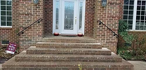 2' Scroll Wrought Iron Handrail with Adjustable Brackets - Elegant Staircase Railing for Indoor/Outdoor Home Safety & Decoration