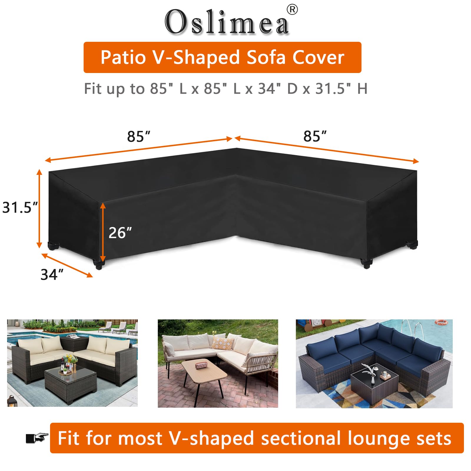 Waterproof V-Shaped Sectional Sofa Cover 85