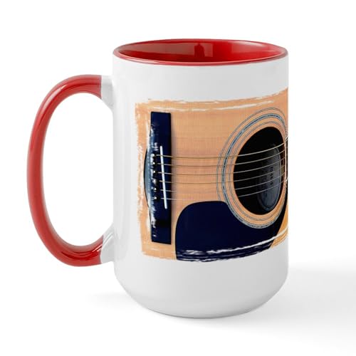 White/Red Inside - Acoustic Guitar Large Mug