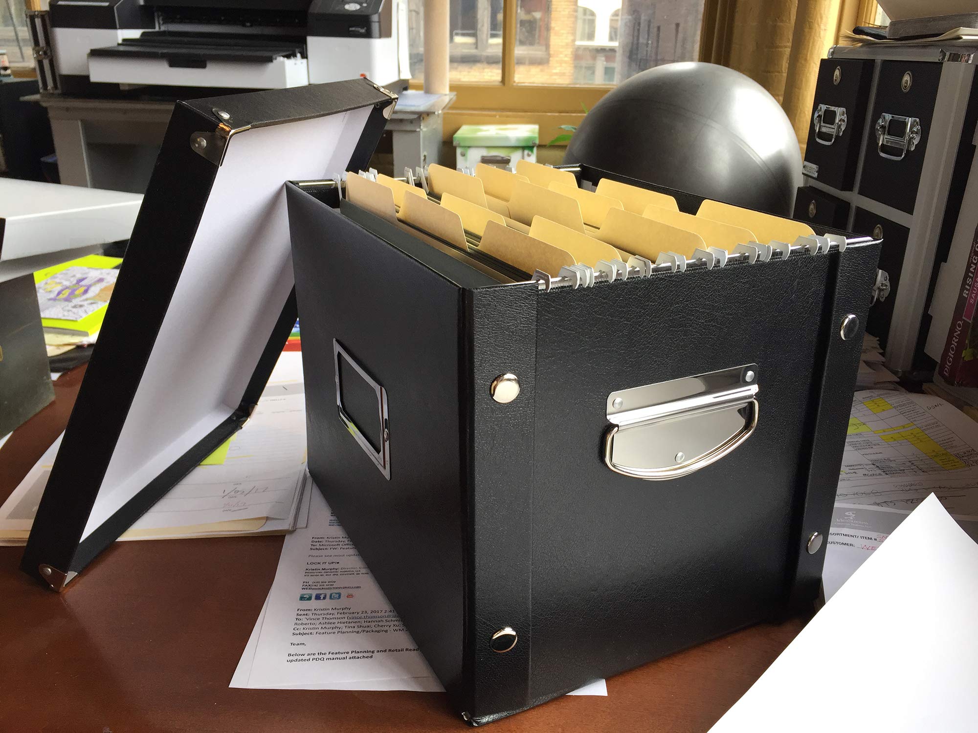 Snap-N-Store File Storage Box & Organizer - 2 Pack Black Letter Size (13.25 x 10.75 x 9.875 Inch) Portable Document File Boxes with Lids - Perfect for Office, School, College Students & Home Organization - Back to School Supplies & Office Storage Solution