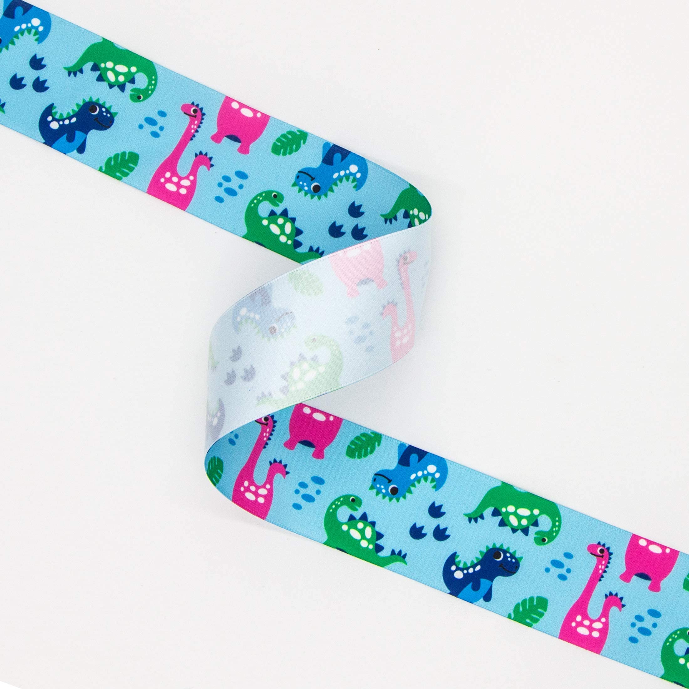 Ribbli Satin Dinosaur Print Craft Ribbon - 1.5 Inch x 10 Yards - Blue, Green, Pink for Hair Bows, Wreaths, Gift Wrapping, Baby Showers & Party Decorations - Perfect for DIY Crafts, Sewing Projects and Birthday Celebrations