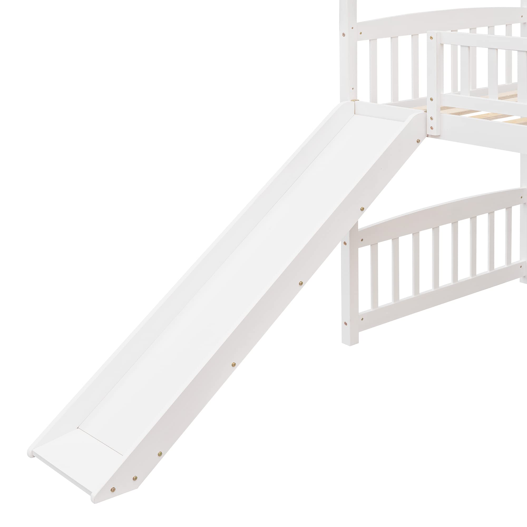 LZ LEISURE ZONE Twin Loft Bed with Slide - Sturdy Wood Loft Bed Frame for Kids, Teens & Adults - Twin Size House Style Bedroom Furniture - No Box Spring Needed - White - Perfect for Small Spaces, Kids' Rooms & Dorm Decor