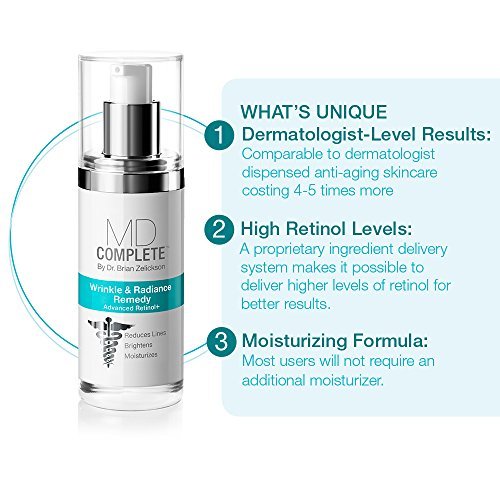 MD Complete Wrinkle & Radiance Remedy PLUS Anti-Aging Cream - Retinol, Vitamin C, E & Hyaluronic Acid Face Treatment - Reduces Fine Lines & Wrinkles for Youthful Glow - 1.0 fl oz - Perfect for Night Routine & Daily Skincare Regimen