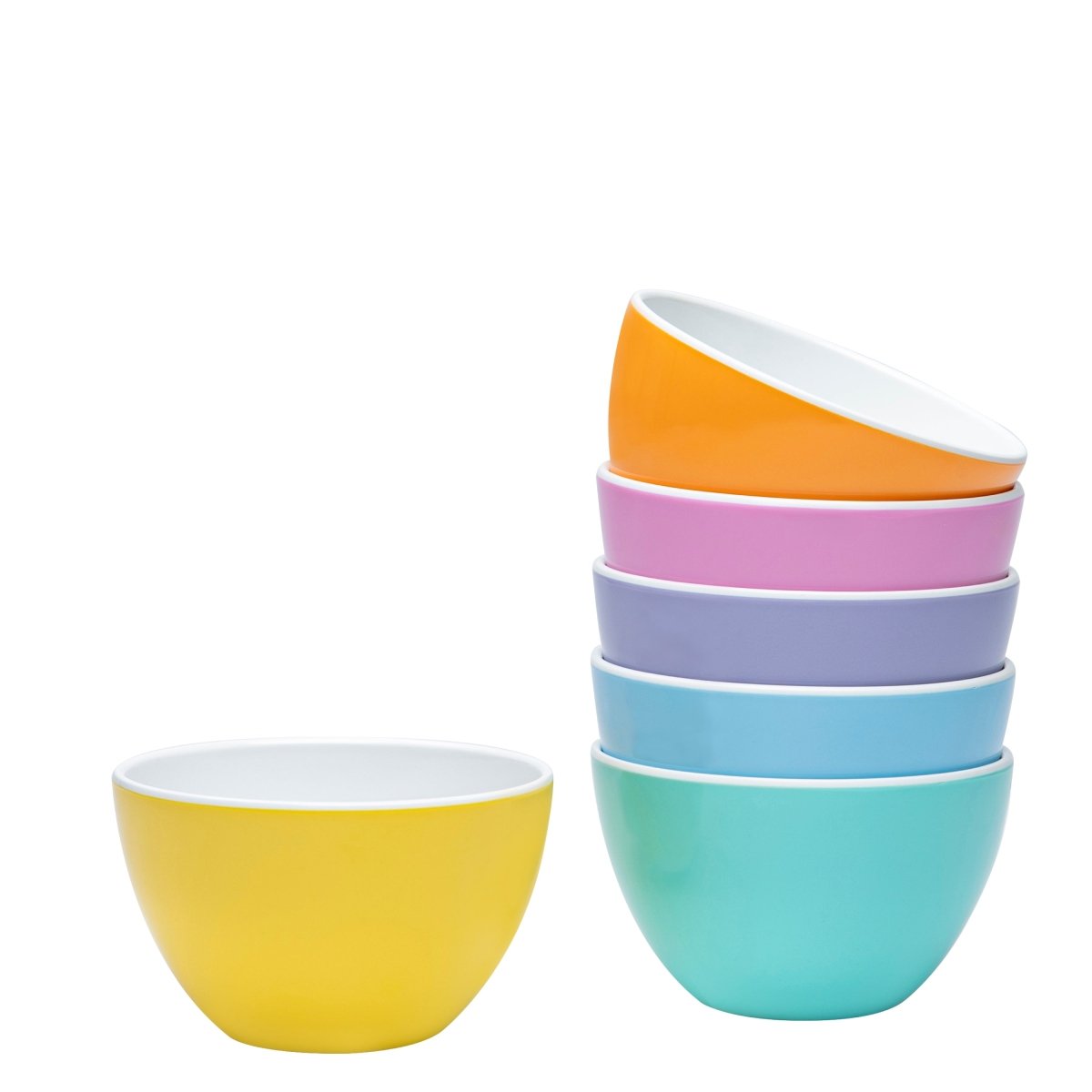 Bzyoo 6-Piece 4.25-Inch 11.8-Oz ColorPop Bowls Set - Pastel Colored Melamine Bowls for Snacks, Cereal, Ice Cream & Party Serving | Durable & Lightweight