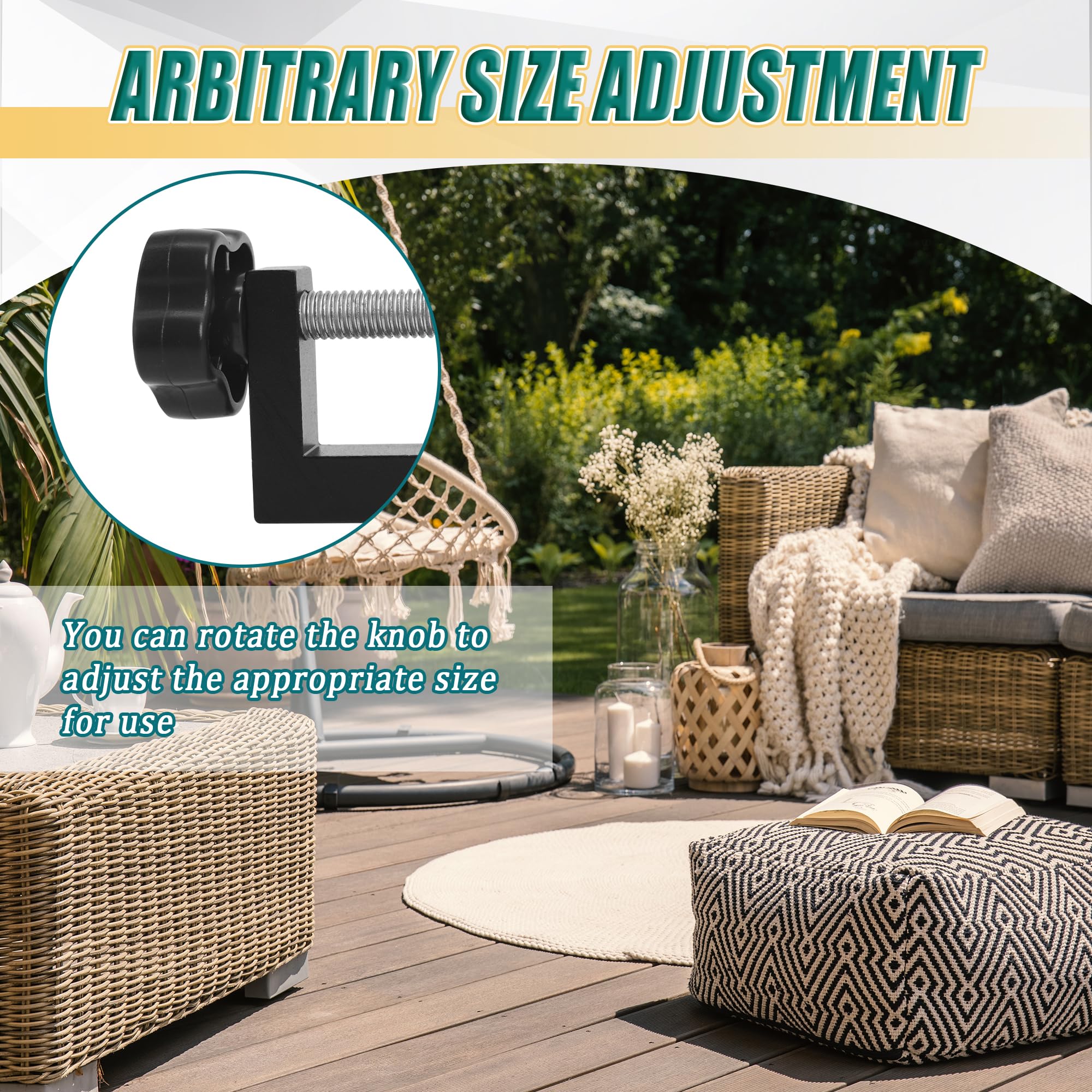 10 Pcs Adjustable Patio Furniture Clips - Heavy Duty Outdoor Wicker Sofa Connectors for Rattan Sectional & Couch - Secure Black Furniture Clamps to Keep Chairs Together - Perfect for Garden, Deck, and Poolside Use