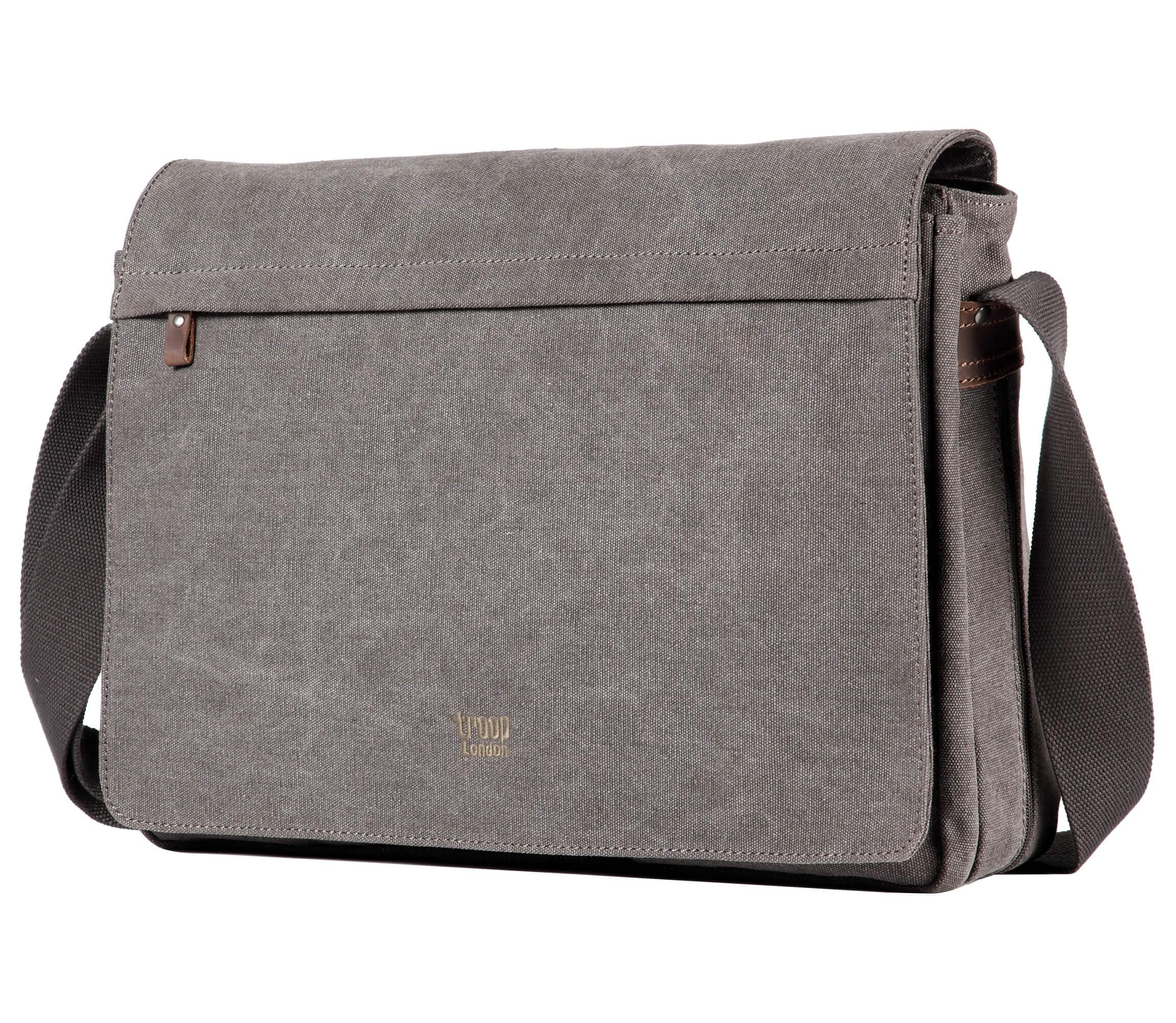 TRP0371 Troop London Classic Canvas Laptop Messenger Bag - Large 18 Inch Diagonal - Perfect for Work, Travel & College