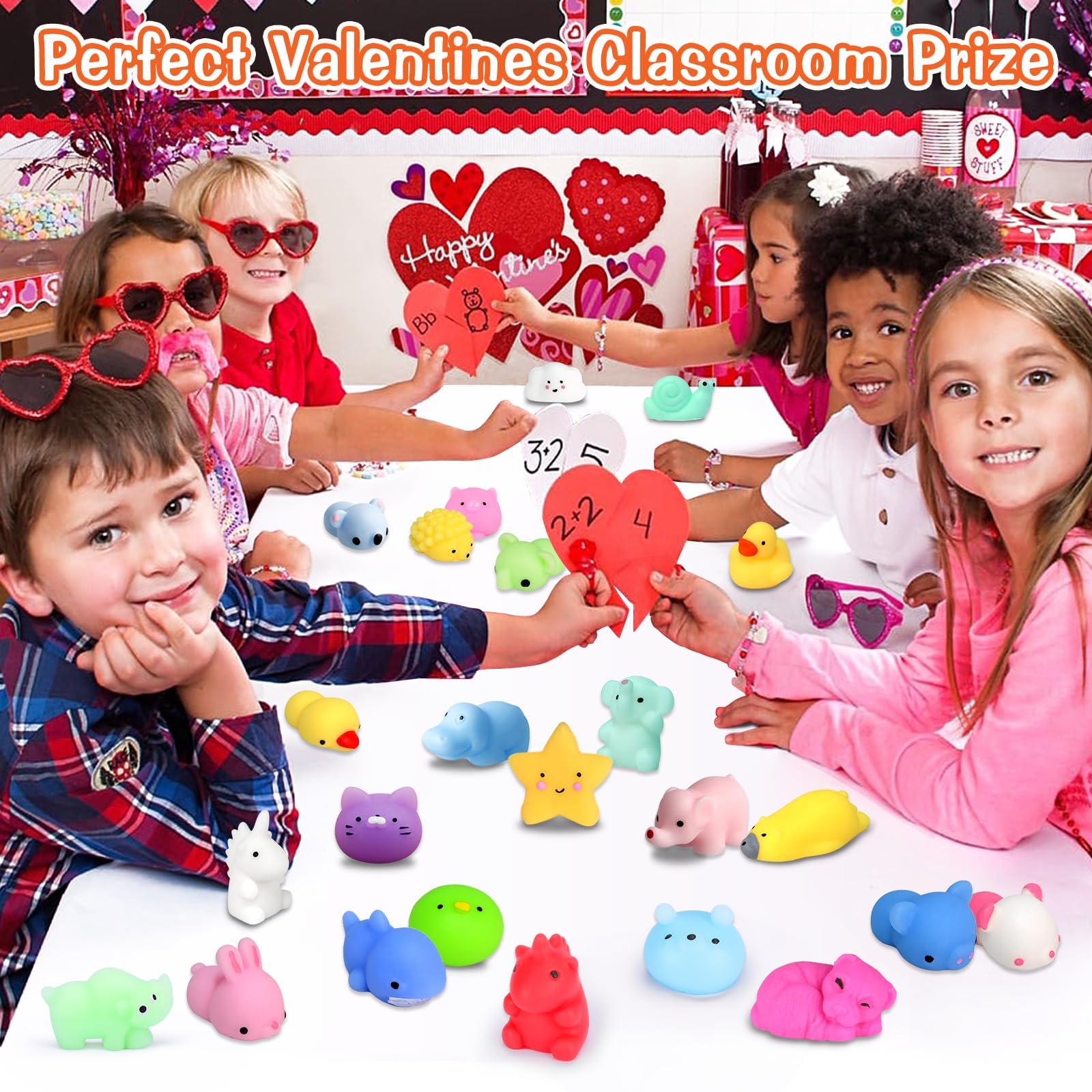 75Pcs Kawaii Squishy Toys for Kids - Stress Relief & Party Favors for Classroom, Birthday Gifts