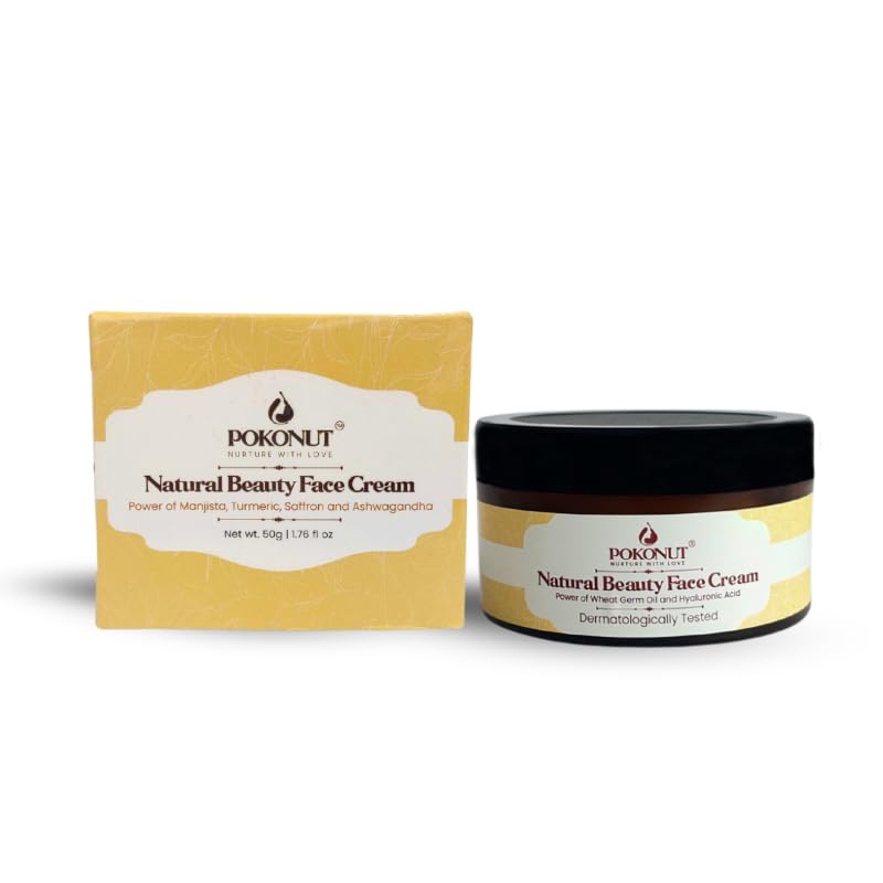 Pokonut Oil-Free Anti-Aging Face Cream for Wrinkles & Hyperpigmentation - Daily Saffron Moisturizer for Glowing, Even Skin Tone - Lightweight Formula for All Skin Types (50g) - Perfect for Morning & Night Skincare Routine