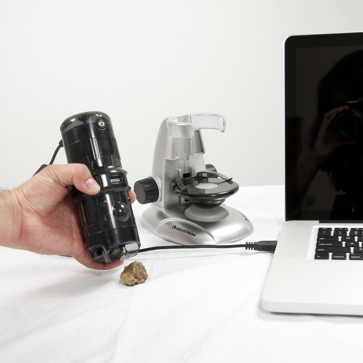 Amoeba Dual Purpose Digital Microscope (Gray) - 40X-1000X Magnification, USB & Wireless Connection for Kids & Adults - Perfect for Science Education, Hobbyists & Lab Use