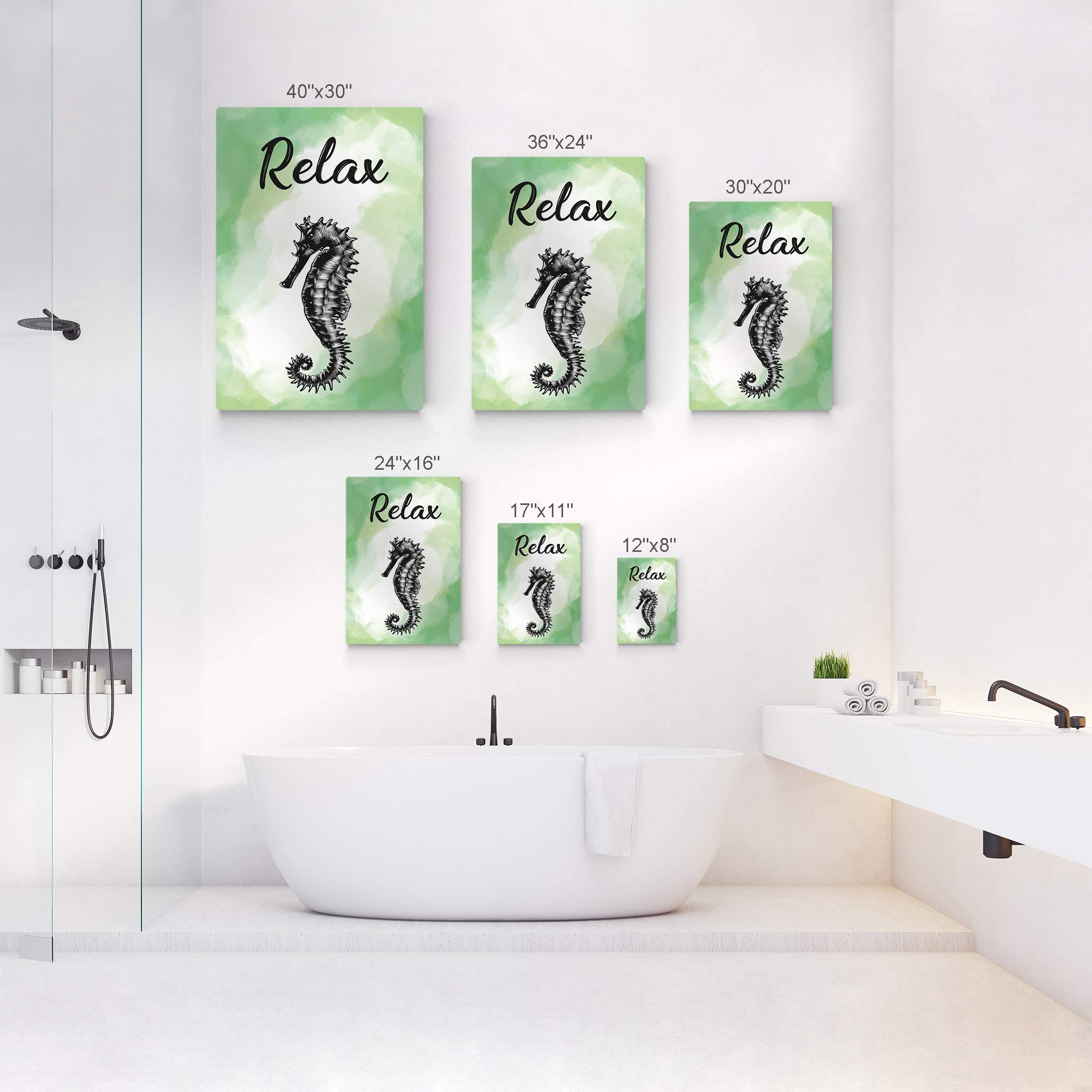 Smile Art Design 3-Piece Metal Print Set - Relax Soak Unwind Quote Bathroom Wall Decor, Funny Toilet Sign, Ready to Hang (12x8 inches) - Perfect for Bathroom, Powder Room & Spa Decor