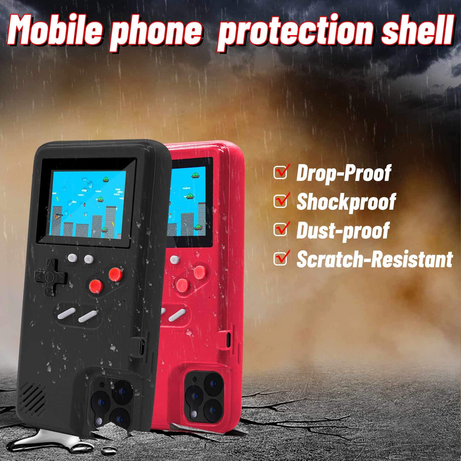 LucBuy Retro Game Console Case for iPhone 13 Pro Max - Self-Powered Protective Cover with 36 Classic Games, Full Color Display & Shockproof Bumper (Black) | Perfect for Gaming On-The-Go & Travel Entertainment