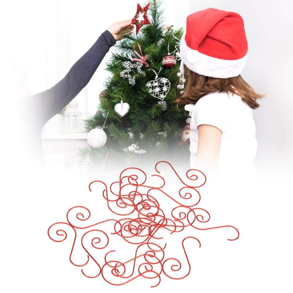60pcs Christmas Tree Hooks - 4 Color S Hooks for Xmas Ornaments, Holiday Decorations for Home & Office (Red) | Perfect for Hanging Lights, Baubles & Festive Decor
