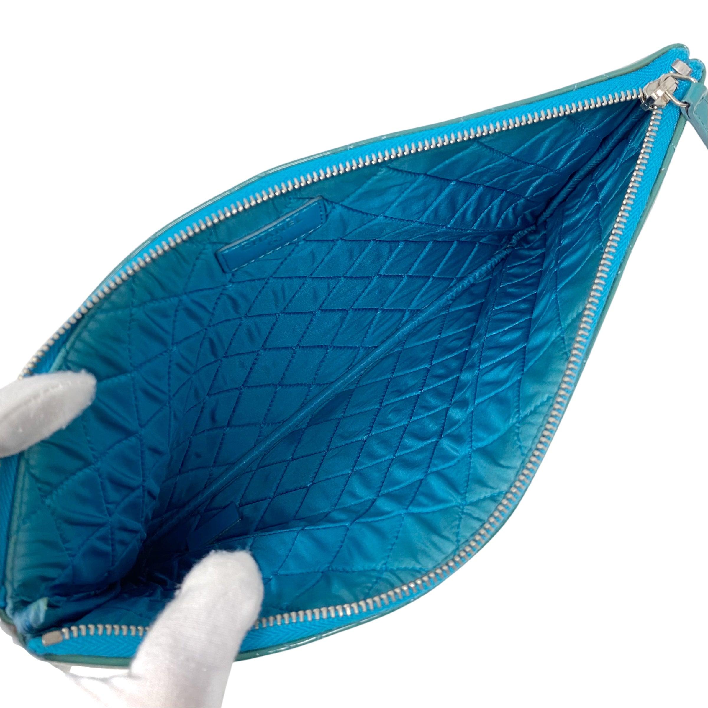 Chanel Small Turquoise O Case Pouch - Luxury Leather Wallet for Women - Perfect for Everyday Use & Travel Accessories