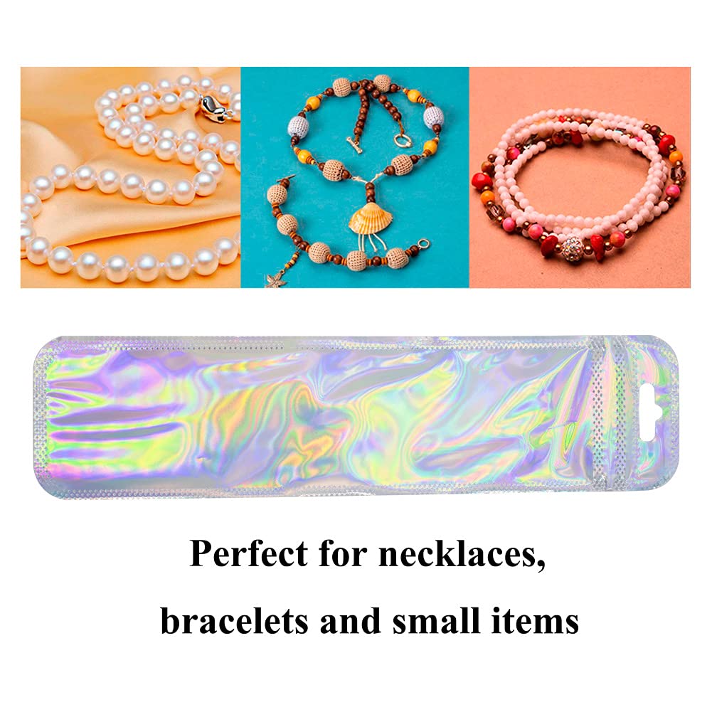 Resealable Foil Ziplock Bags 50 Pack - Aluminum Foil Storage Bags for Jewelry, Pens, Lipstick, Eyelashes & Necklaces - Holographic Rainbow Colors - Perfect for Organizing, Travel & Gift Packaging