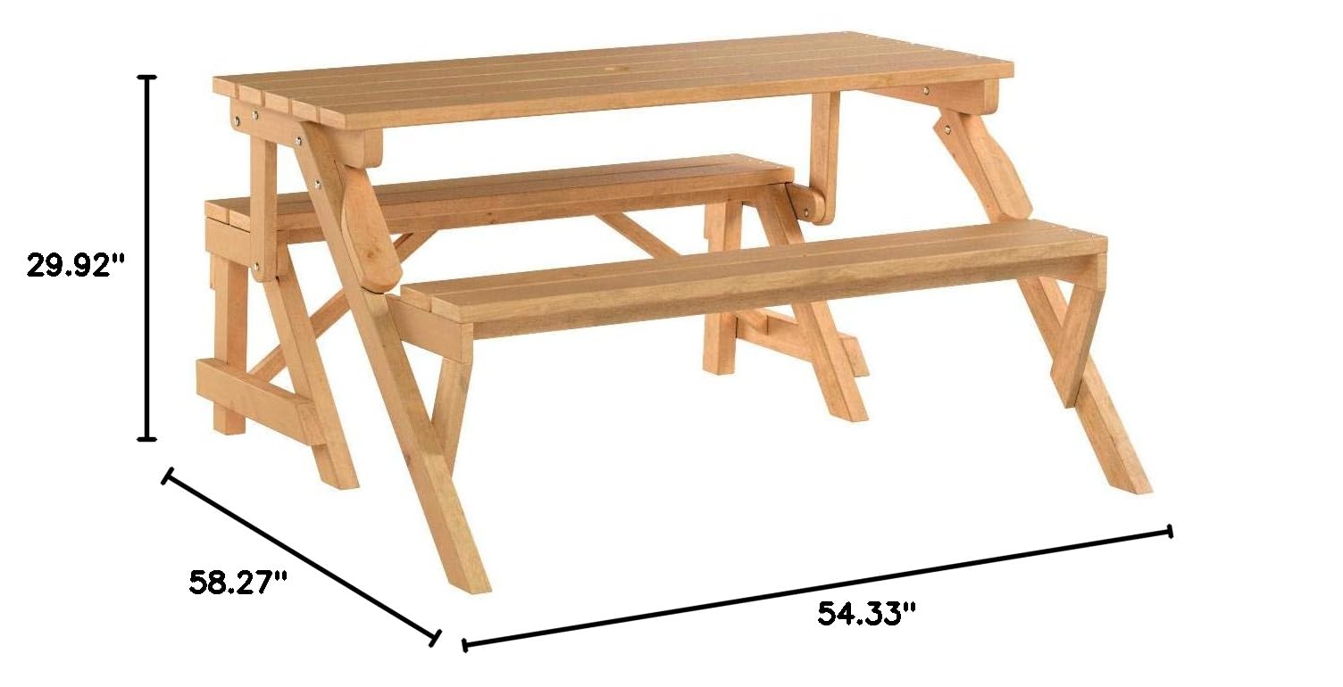**Merry Garden Interchangeable Wooden Picnic Bench - Outdoor Patio Dining Table Set in Natural & White - Perfect for Backyard, Garden, and Patio Relaxation**