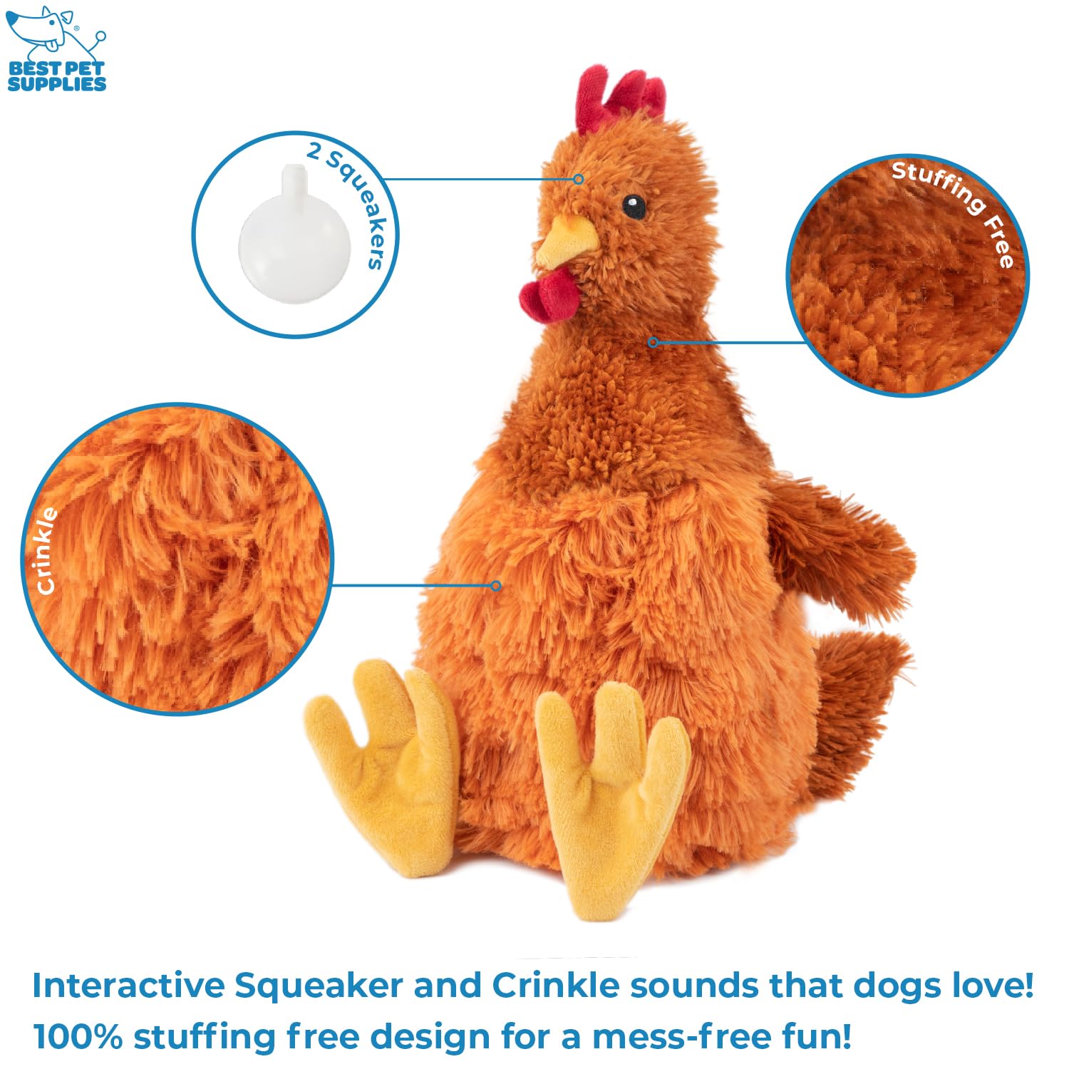Premium Crinkle Chicken Plush Dog Toy for Interactive Play - Soft & Durable Puppy & Senior Dog Chew Toy, Brown Crinkle Sound Toy for Indoor Play & Training | Perfect for Fetch, Teething, and Cuddling Moments