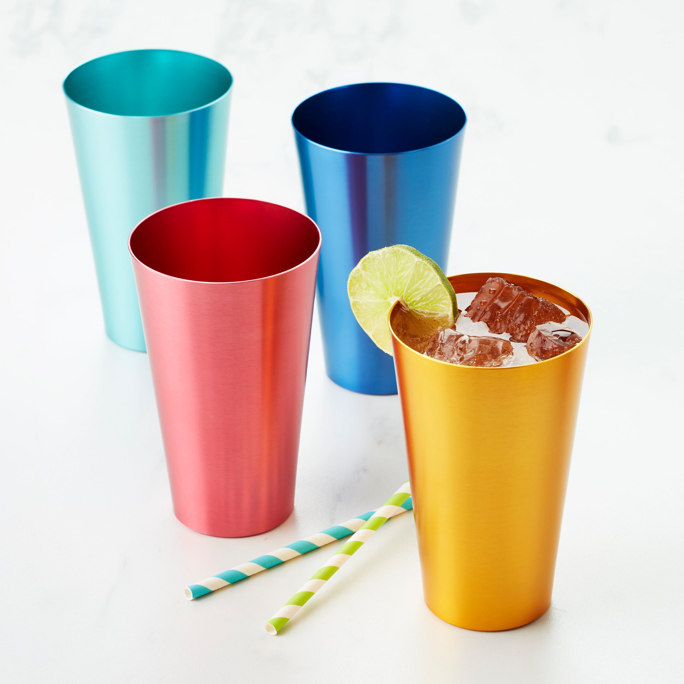 Vibrant Multicolor All-Purpose Drinking Cups - Set of 4 | Durable Plastic Cups for Parties, Picnics, Home & Office Use