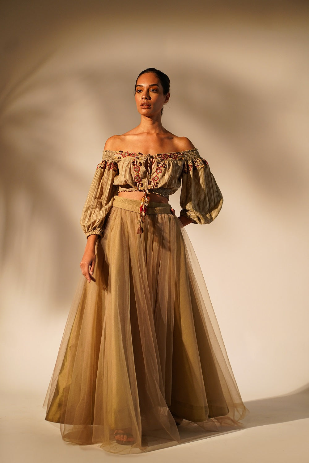 Elegant Off Shoulder Beige Blouse with Delicate Embroidery - Perfect for Summer Parties & Boho Chic Outfits