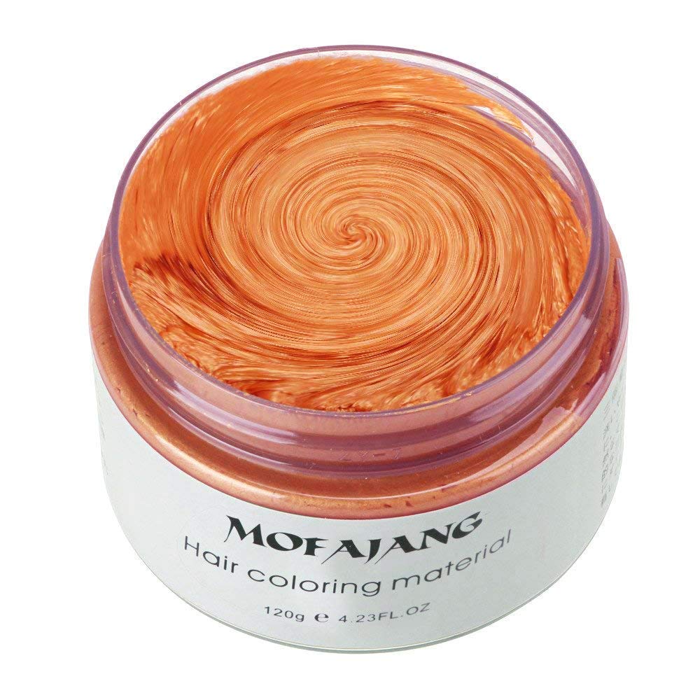 MOFAJANG Unisex Hair Wax Color Dye Styling Cream - Temporary Washable Hair Pomade for Natural Hairstyles & Cosplay (Orange) - Perfect for Parties, Halloween & Costume Events