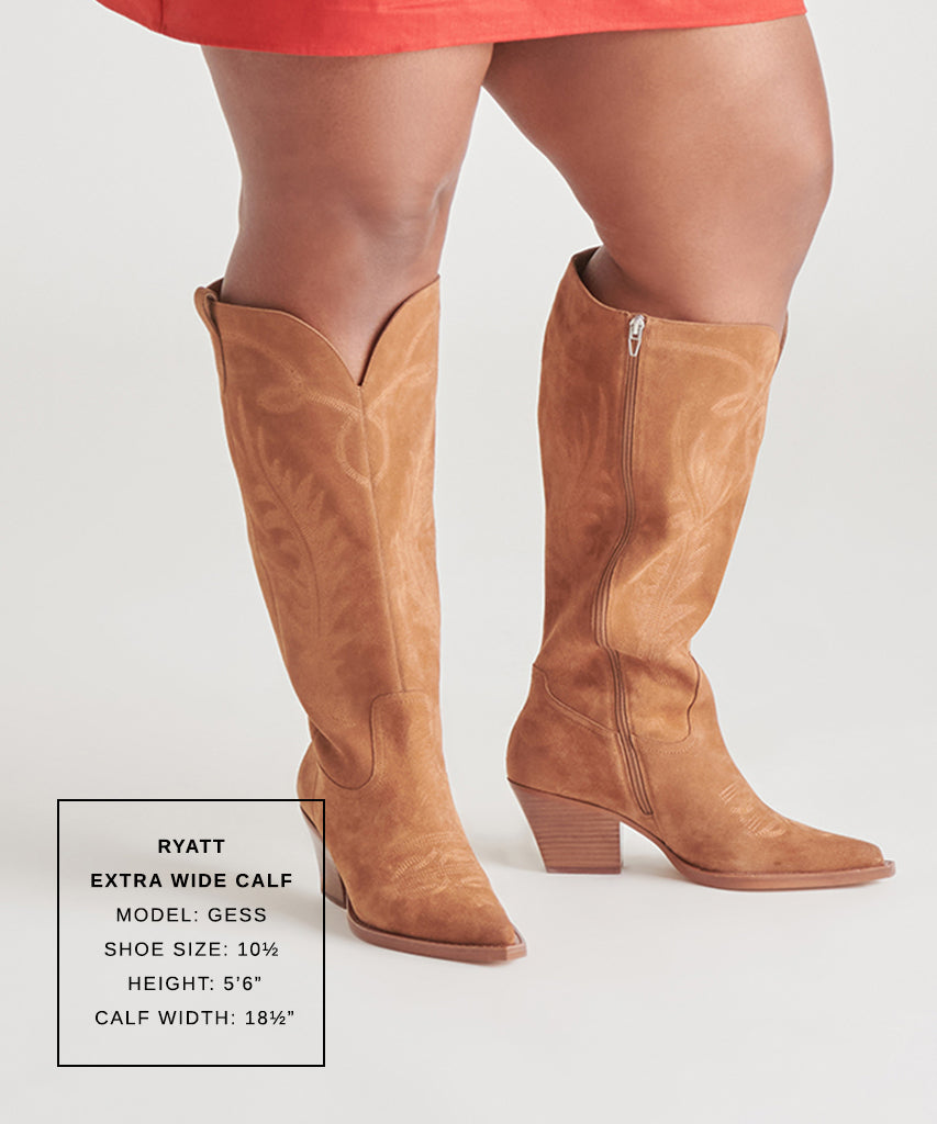 RYATT Extra Wide Calf Boots for Women - Comfortable Pecan Suede Ankle Boots | Perfect for Casual Outfits, Office Wear & Fall Fashion