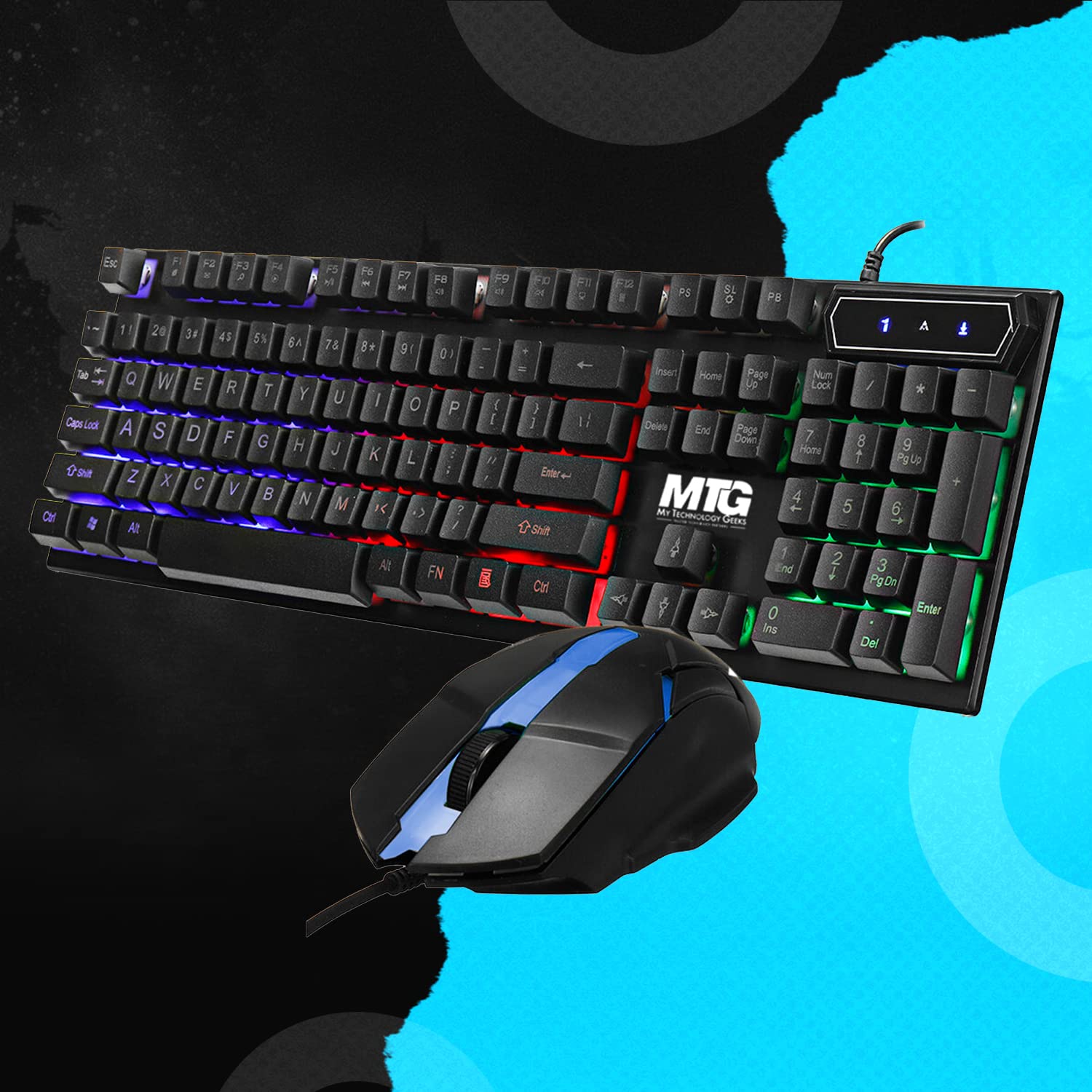 MTG RGB Backlit Mechanical Gaming Keyboard & Mouse Combo with Anti-Ghosting Keys, Wired USB for PC Laptop - Perfect for Esports, Streaming & Office Work
