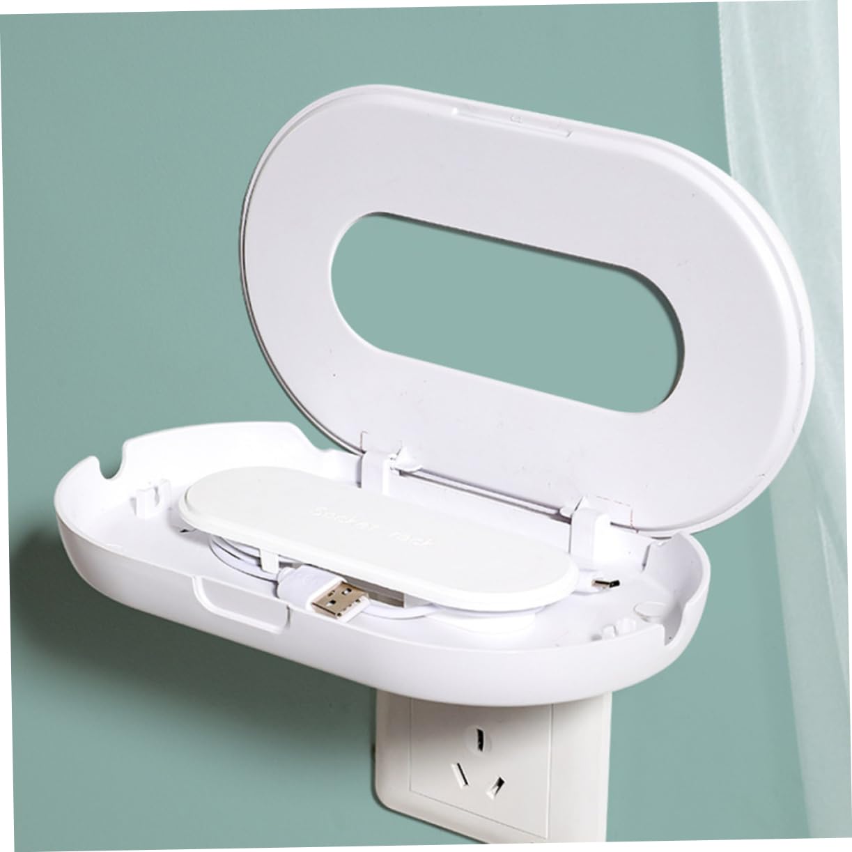 Space-Saving Wall Outlet Organizer - No Drill Required Cord Holder | Elegant Wire Management for Home & Office | Perfect for Bedroom, Kitchen, Living Room Organization