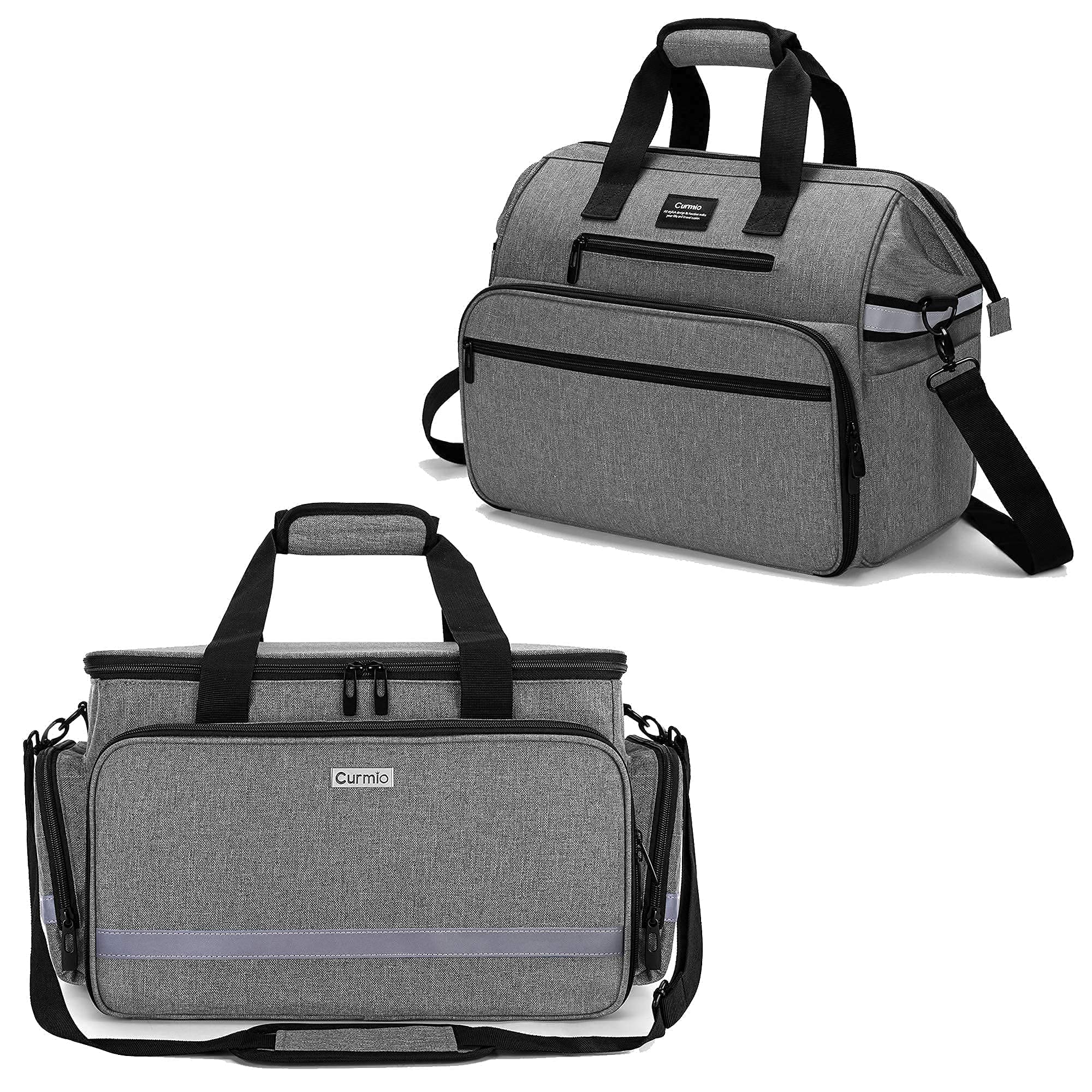 CURMIO Nurse Bag with Inner Divider & Padded Laptop Sleeve - Medical Organizer for Home Visits, Healthcare, Hospice - Gray | Perfect for Doctors, Nurses & Caregivers on the Go