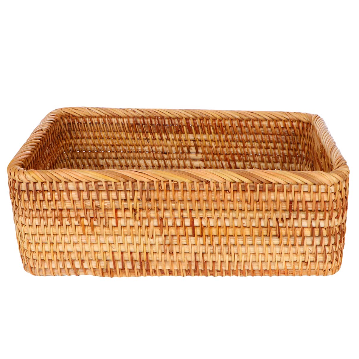 YARNOW Woven Storage Basket - Natural Wicker Organizer Tray with Handles, Rattan Home Decor Storage Bin for Kitchen Countertop, Bathroom, Office Desk | Perfect for Organizing Groceries, Fruits, Toys & Home Sundries