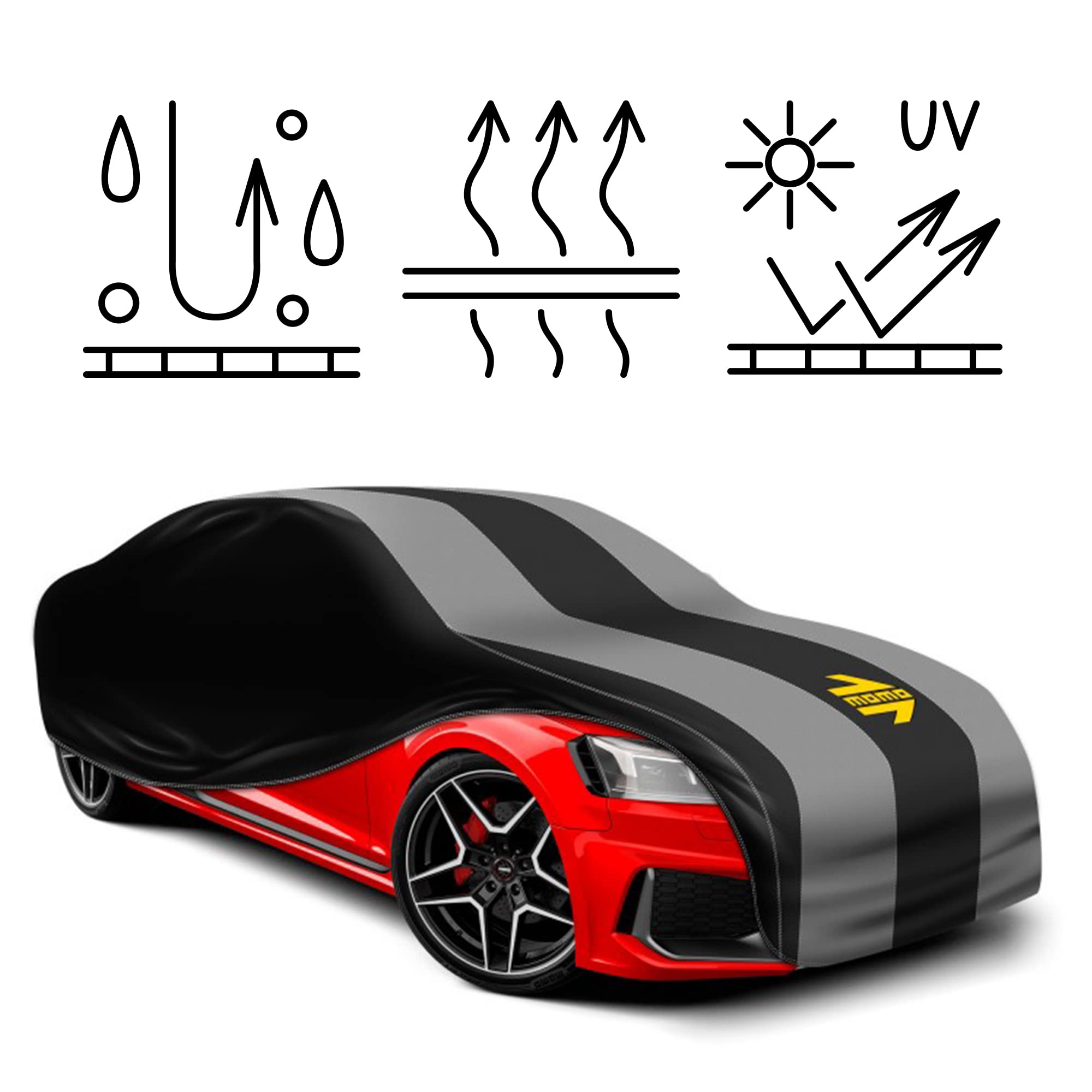 Premium MOMO Car Cover Interior Protector - 1 Layer Large Size (480x178x120 cm) Waterproof Dustproof UV Protection - Perfect for Sedans, SUVs, Trucks & Outdoor Vehicle Storage