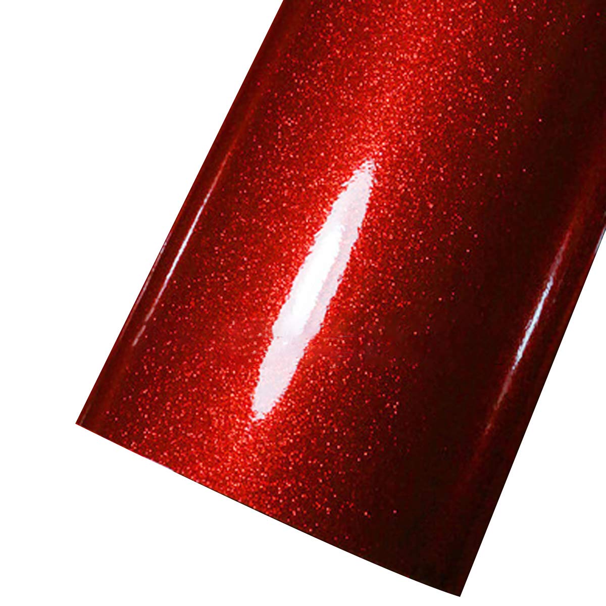 Premium High Gloss Glitter Vinyl Wrap Film for Cars - Air Bubble Free Diamond Pearl Auto Vinyl Sticker - Red, 19.6