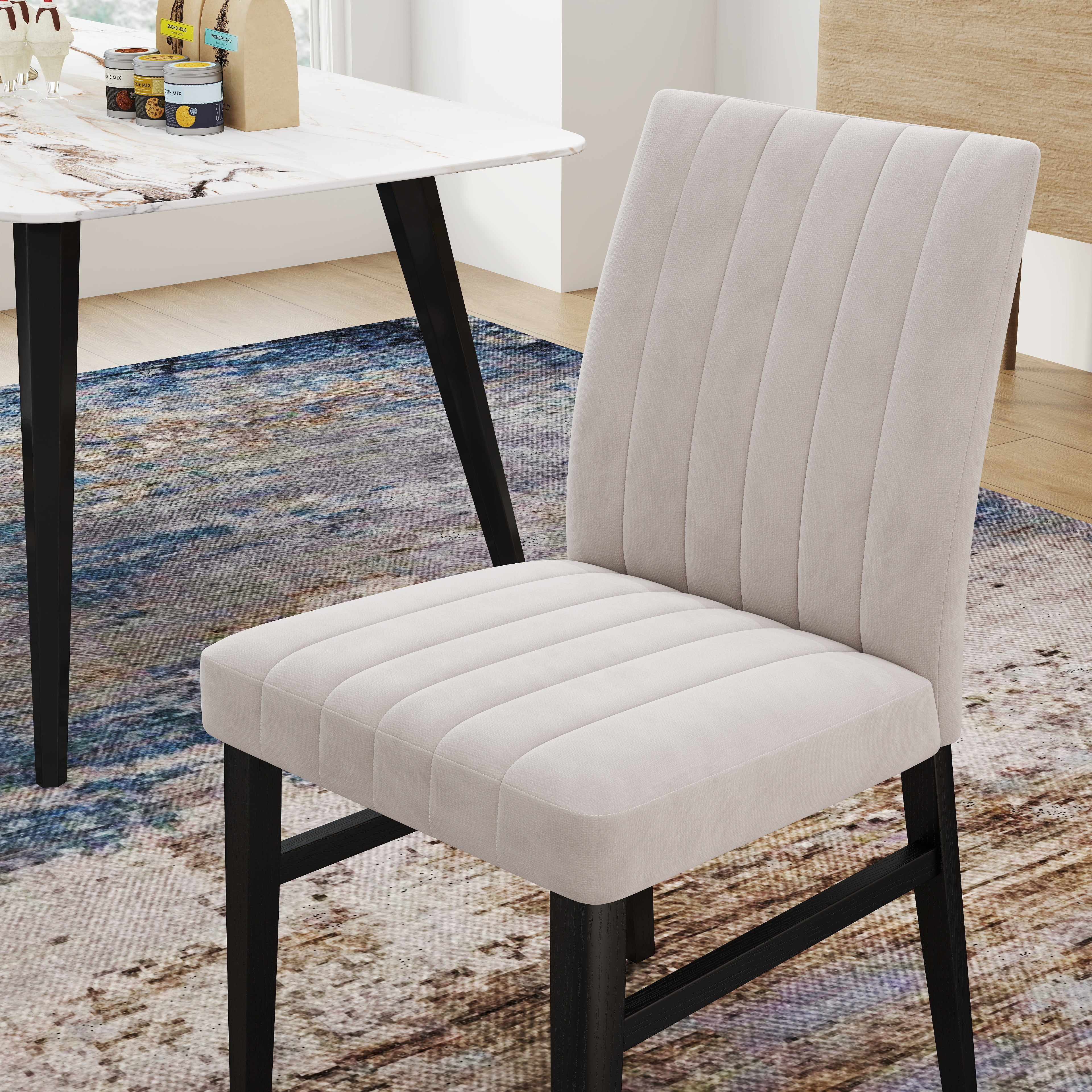 Roundhill Furniture Wendell Contemporary Upholstered Dining Chairs Set of 2 - Modern Kitchen & Dining Room Seating for Home & Restaurant Use