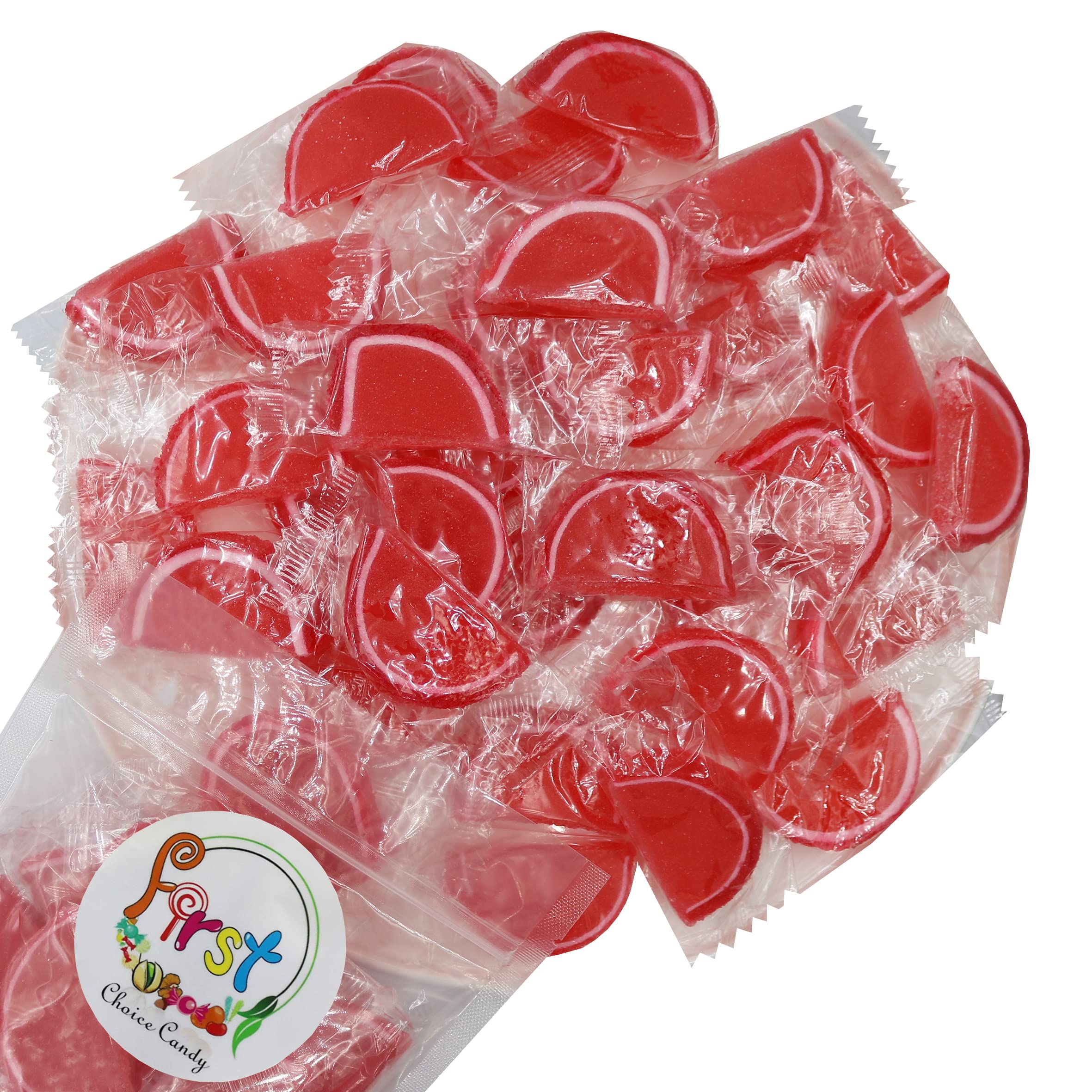 Strawberry Jelly Fruit Slices Gummy Candy - 2 Pound Bulk Pack, Individually Wrapped - Perfect for Halloween Treats, Party Favors & Office Snacks