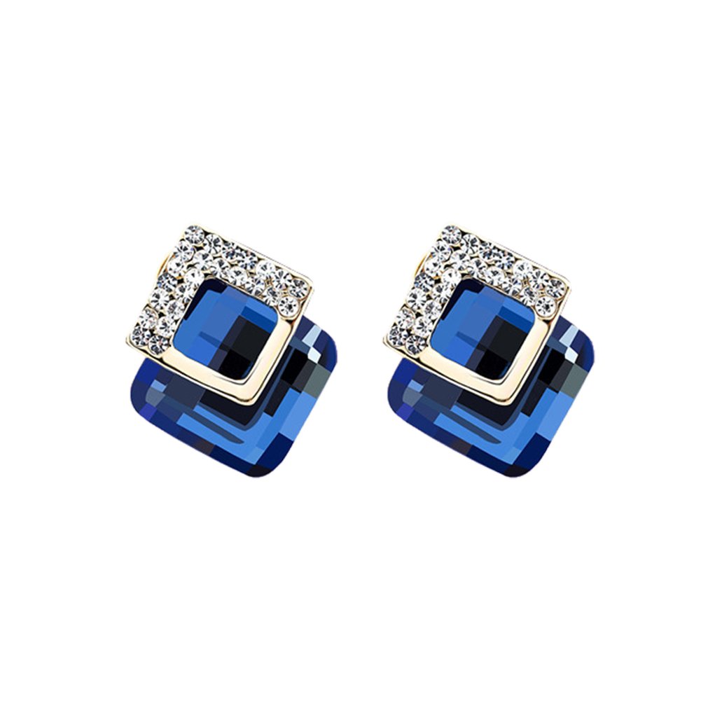 GSDVIYH36 Elegant Rhinestone Square Stud Earrings for Women - Valentine's Day Jewelry Gift for Her, Girls Fashion Accessories - Perfect for Parties, Date Nights & Special Occasions