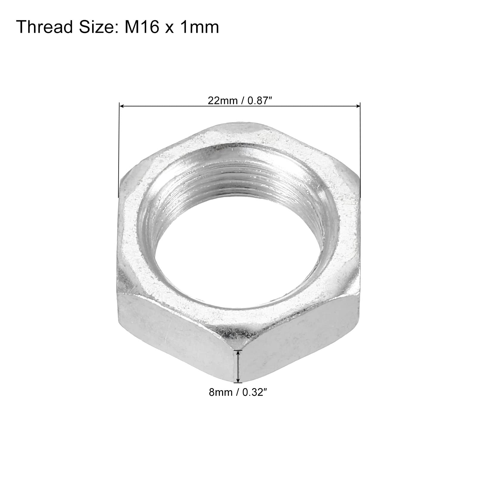 PATIKIL M16 x 1.0 Steel Hex Nuts - 20 Pack Metric Thread Zinc Plated Nuts - 8mm Height - Heavy Duty Fasteners for Automotive, Machinery & DIY Projects