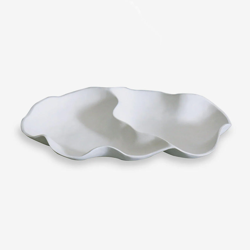 Beatriz Ball Vida Nube Large Double Dip Bowl in White - Elegant Serving Bowl for Entertaining, Parties, and Home Decor