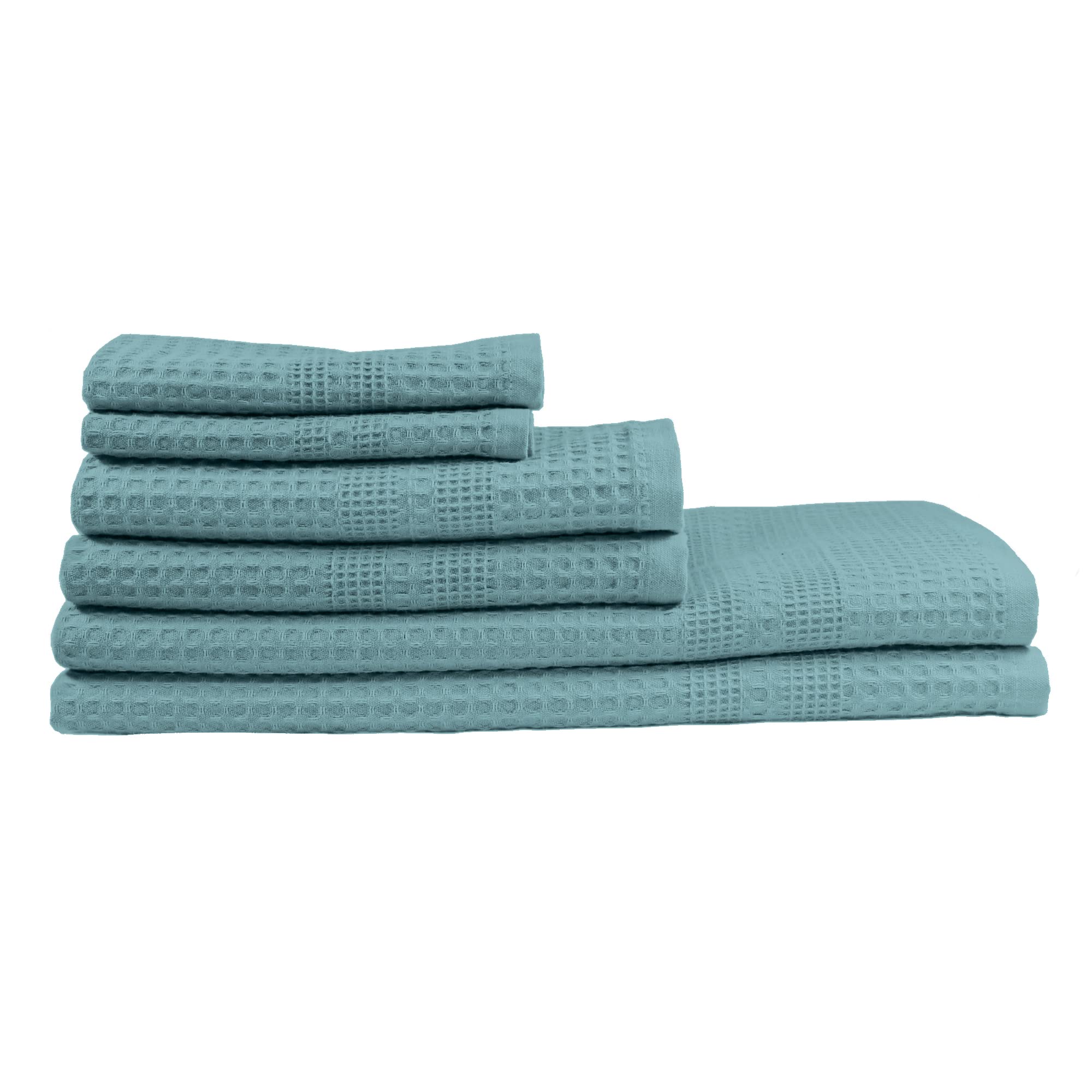 GILDEN TREE Quick Dry Waffle Weave Towel Set - 2 Bath Towels, 2 Hand Towels & 2 Washcloths | Ultra Absorbent & Lightweight | Classic Seafoam Green | Perfect for Bathroom, Spa & Beach Use