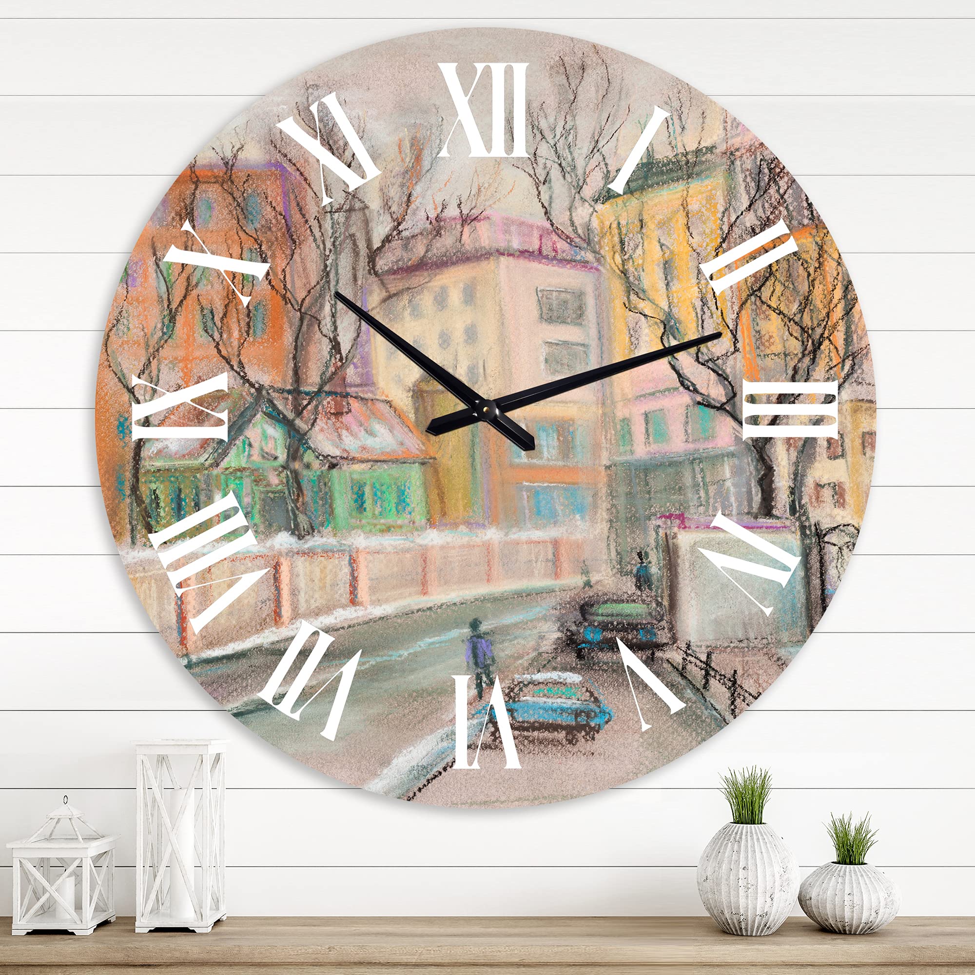 DesignQ Traditional Wall Clock 'Lanes in Moscow City' - Large Vintage Wall Clock for Home Decor, Living Room, Office | Perfect Gift for Travel Lovers & Cityscape Enthusiasts