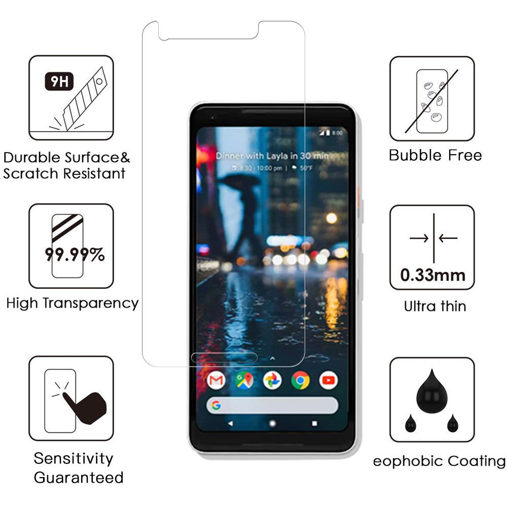 Premium Tempered Glass Screen Protector for Google Pixel 2 - Clear, Retail Box - Perfect for Everyday Protection