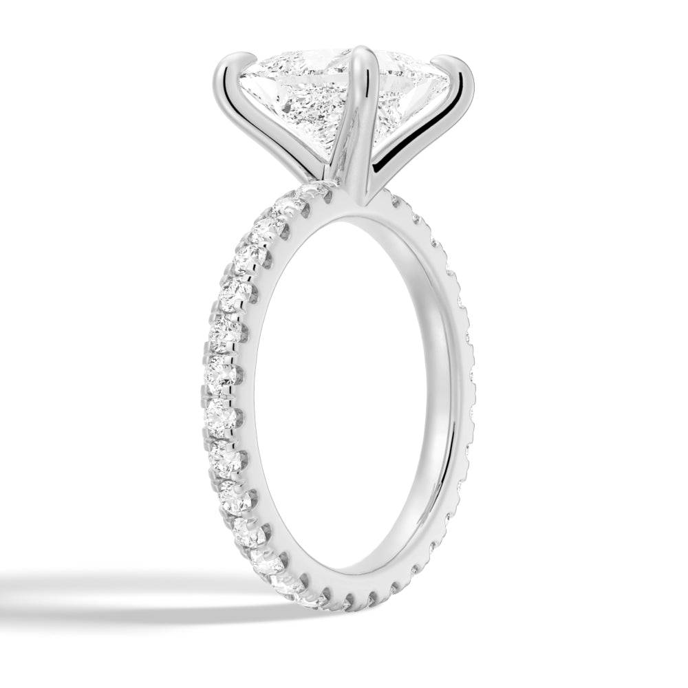 Princess Cut Moissanite Engagement Ring with Eternity Pave Band - Sparkling Wedding Jewelry for Brides, Anniversary Gifts & Romantic Proposals