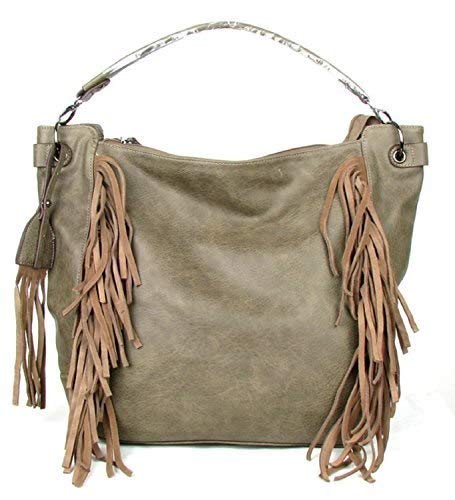 Stylish Grey Fringe Tassel Crossbody Bag for Women - Boho Chic Handbag with Long Tassels - Perfect for Parties, Concerts & Everyday Use