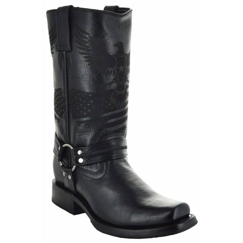 **Soto Men's Genuine Leather Harness Cowboy Boots - Black Western Boots H50021 (Size 11) - Perfect for Rodeo, Country Music Festivals & Casual Wear**