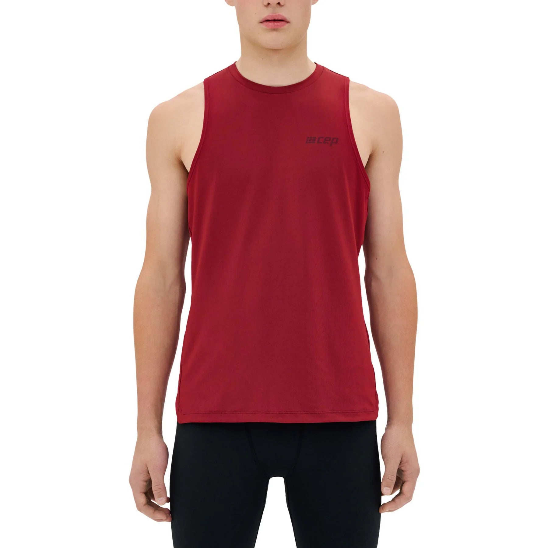 CEP Men's Performance Running Tank Top - Breathable Round Neck v5 - Dark Red - Ideal for Jogging, Gym Workouts & Outdoor Activities