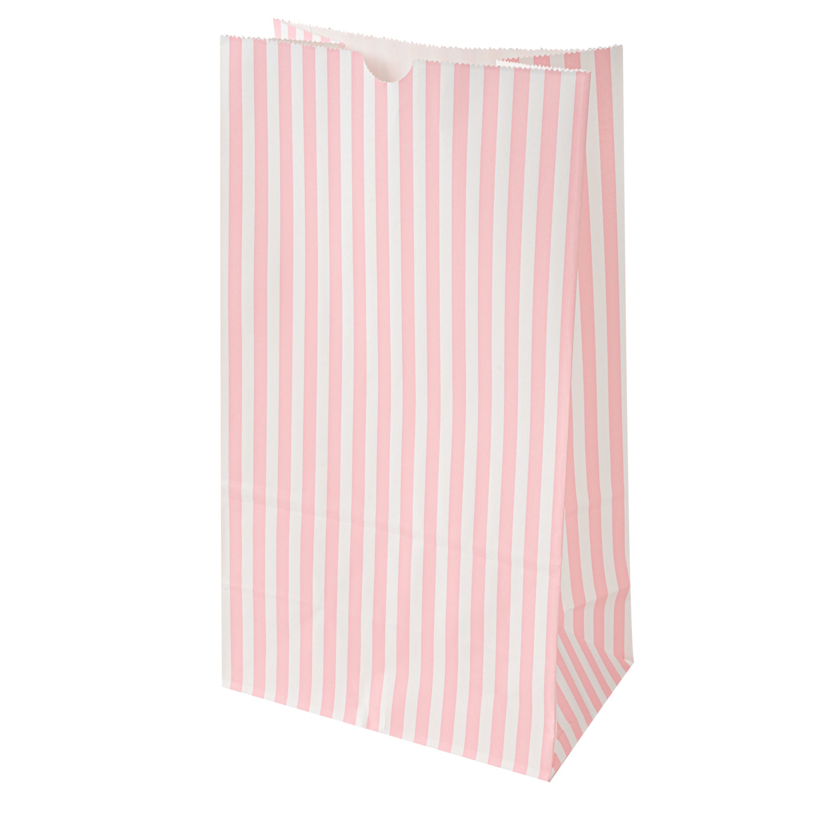 Pink and White Striped Paper Bags - 12 lb, 7 x 4.25 x 12.5 Inches - 100 Count Box - Perfect for Party Favors, Gift Packaging, and Retail Shopping Bags